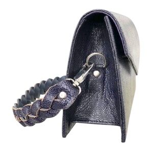 Ends 12/11 - Anima Iris Dark Purple Leather Zaya Purse Detachable Braided Strap
